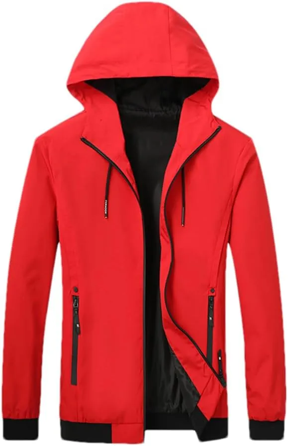 DBFBDTU Men Spring Hooded Sport Jackets Coat Autumn Outdoor Breathable Lightweight Jacket