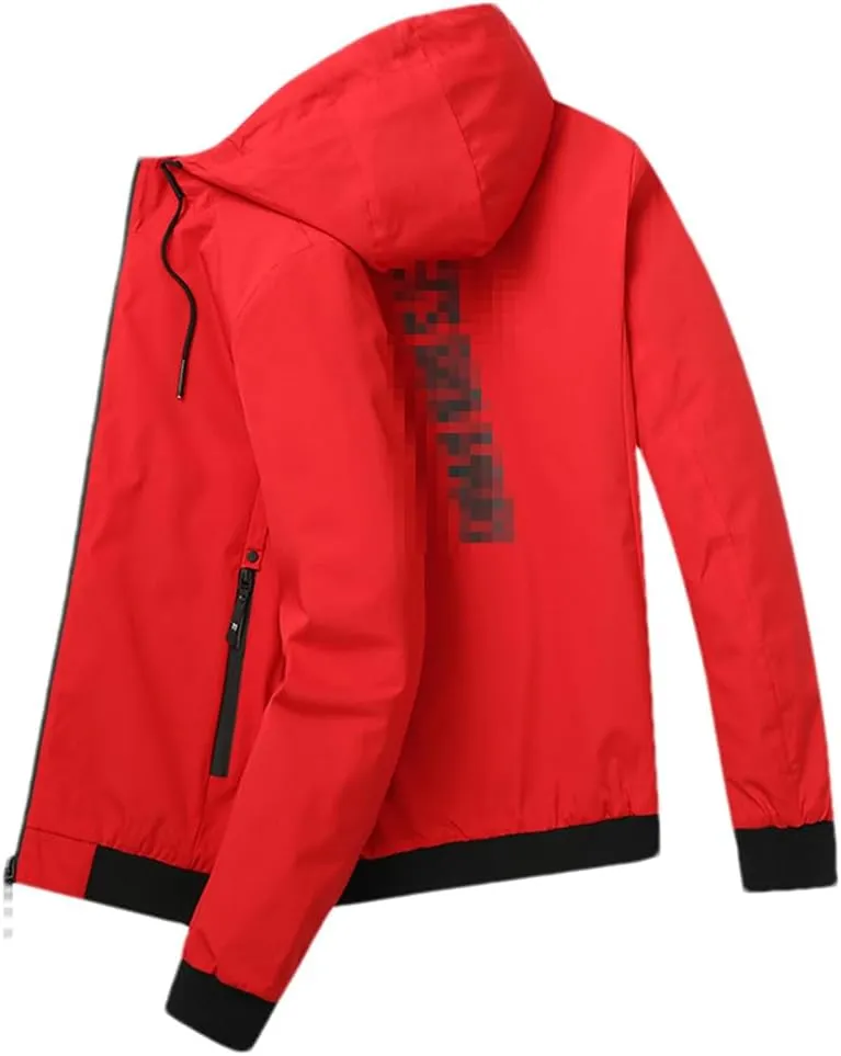 DBFBDTU Men Spring Hooded Sport Jackets Coat Autumn Outdoor Breathable Lightweight Jacket