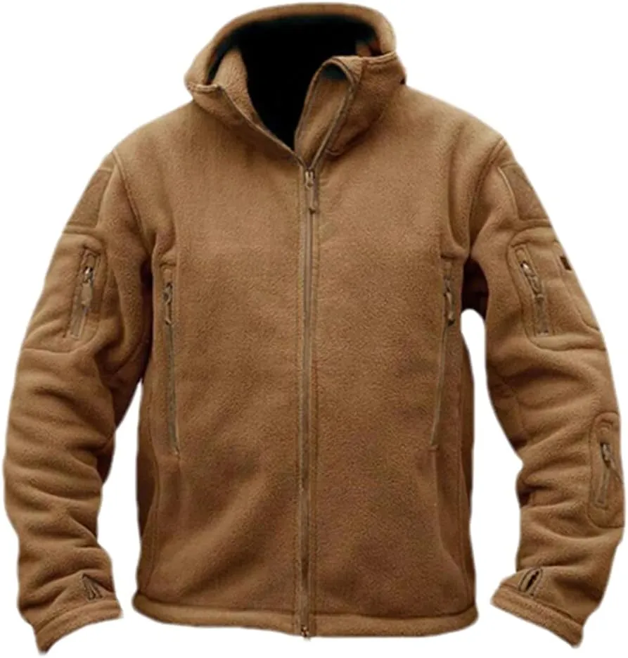 DBFBDTU Mens Winter Hooded Jackets Zipper Pockets Work Jacket Thermal Autumn Outerwear Outdoor Warm Coat