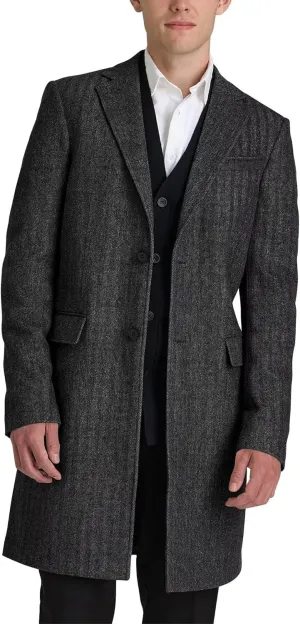 EMERAIDVLN Mens Trench Coat Wool Blend Pea Coat Winter Long Trench Overcoat Notched Lapel Classic Business Pea Top Coat