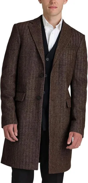 EMERAIDVLN Mens Trench Coat Wool Blend Pea Coat Winter Long Trench Overcoat Notched Lapel Classic Business Pea Top Coat