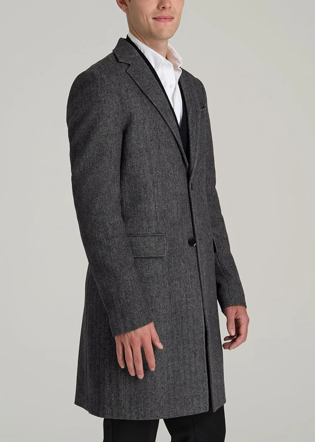 EMERAIDVLN Mens Trench Coat Wool Blend Pea Coat Winter Long Trench Overcoat Notched Lapel Classic Business Pea Top Coat
