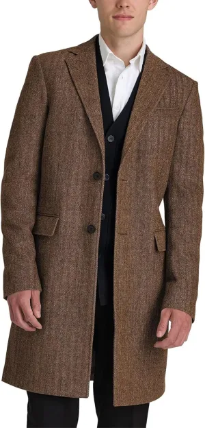 EMERAIDVLN Mens Trench Coat Wool Blend Pea Coat Winter Long Trench Overcoat Notched Lapel Classic Business Pea Top Coat
