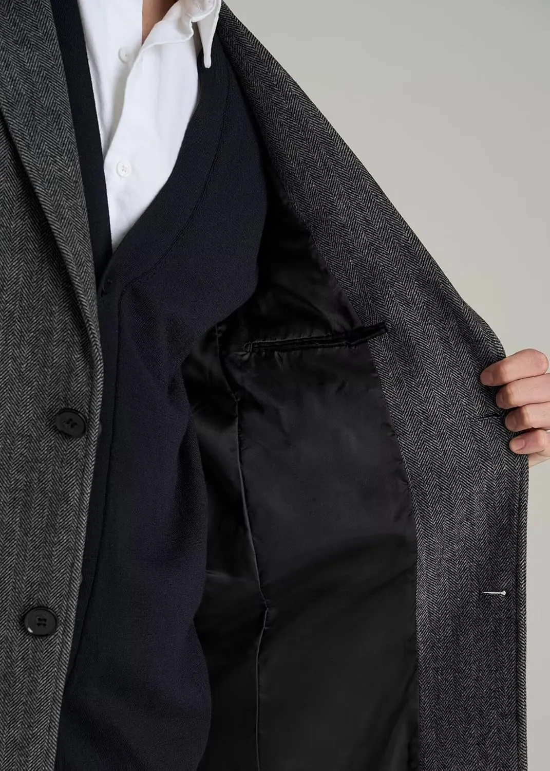 EMERAIDVLN Mens Trench Coat Wool Blend Pea Coat Winter Long Trench Overcoat Notched Lapel Classic Business Pea Top Coat