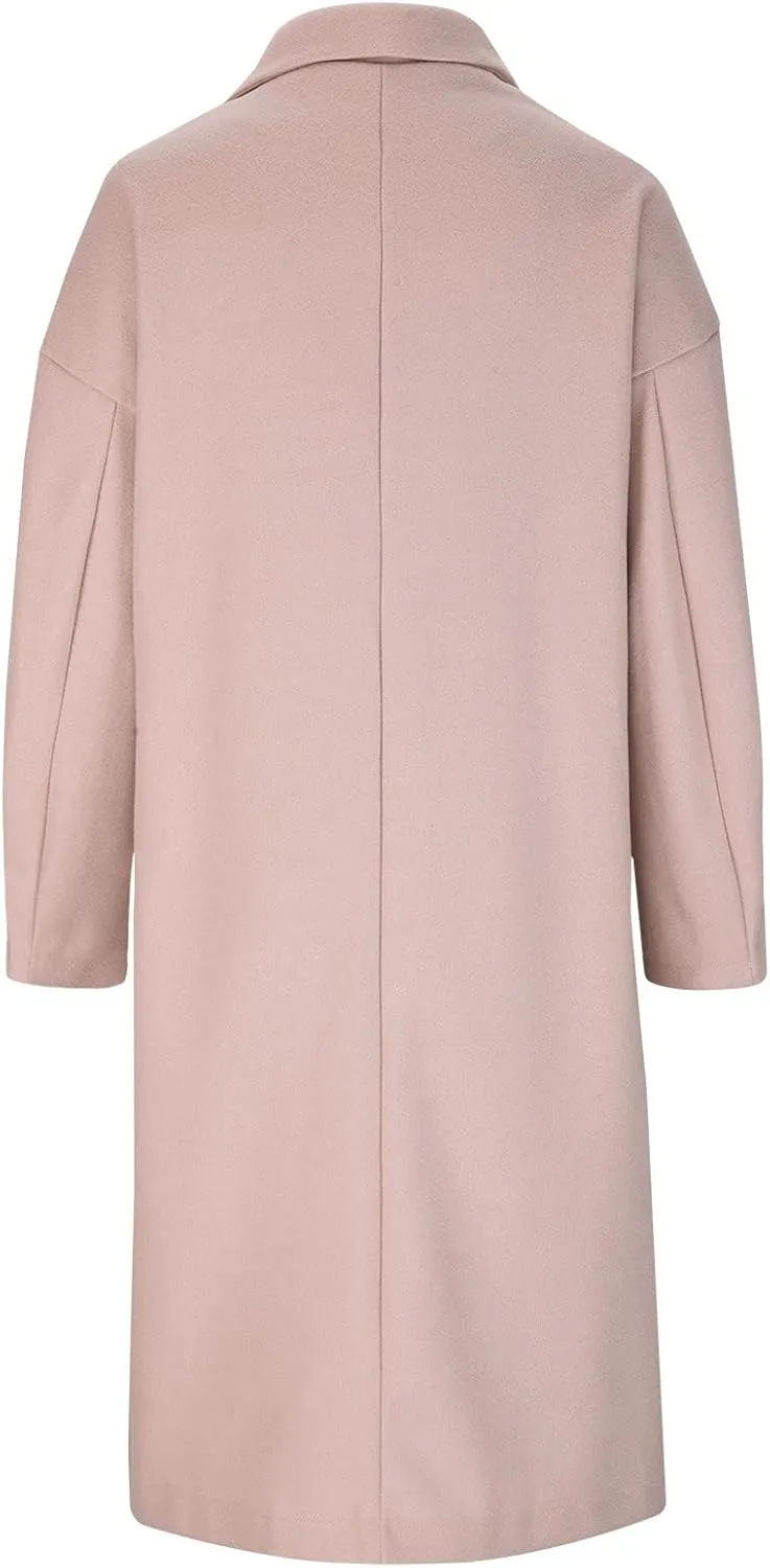 fartey Women's Trench Coats Double-Breasted Classic Lapel Overcoat Oversized Mid-Long Length Wool Blend Pea Coats