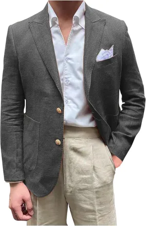 Finelylove Men's Casual Blazer Lightweight Tuxedo Suits Jacket Lapel Two Button Business Casual Sport Coat Spring Jackets
