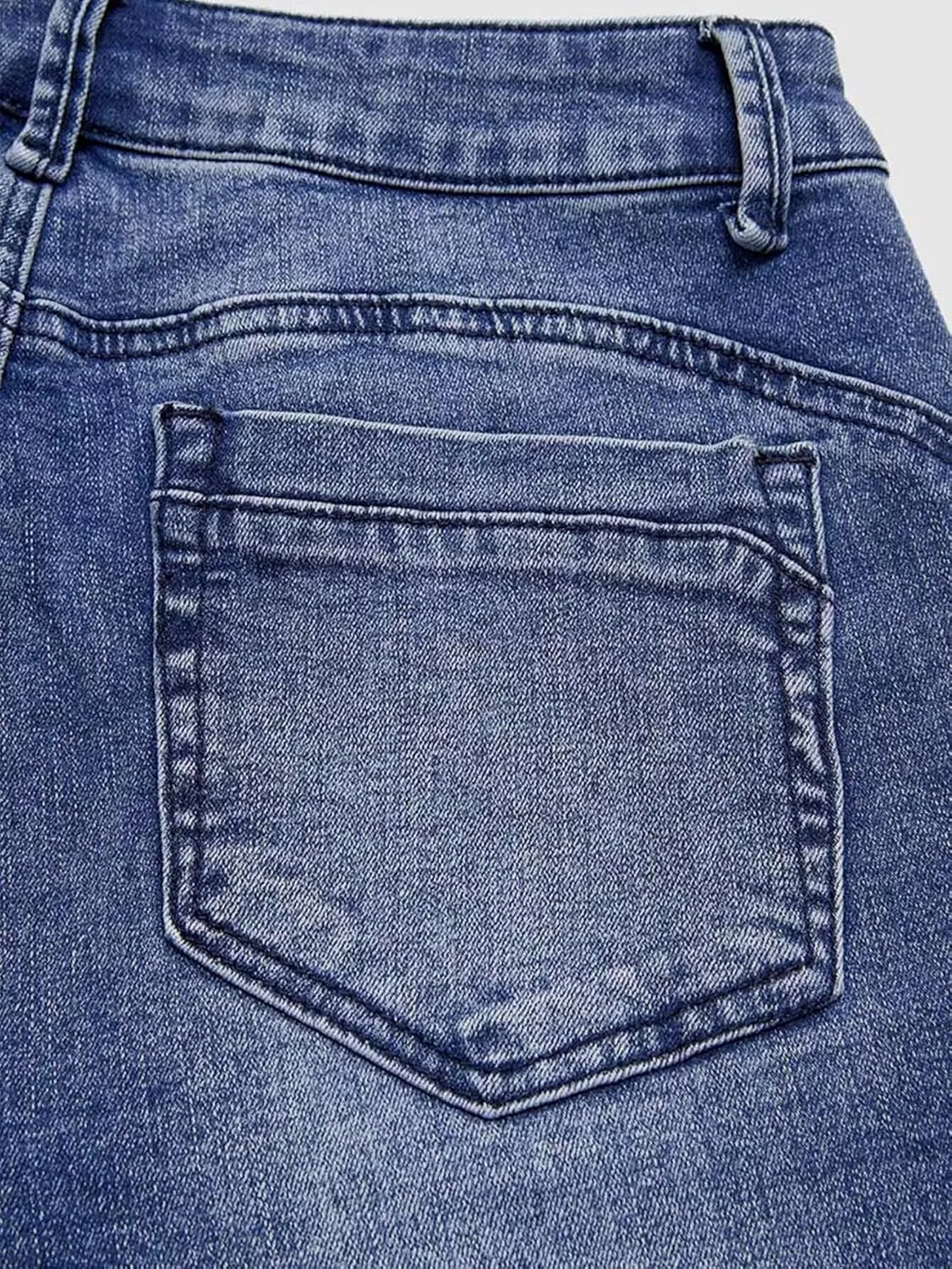 Flamingals Women's Button Side Raw Hem High Waist Skinny Jeans