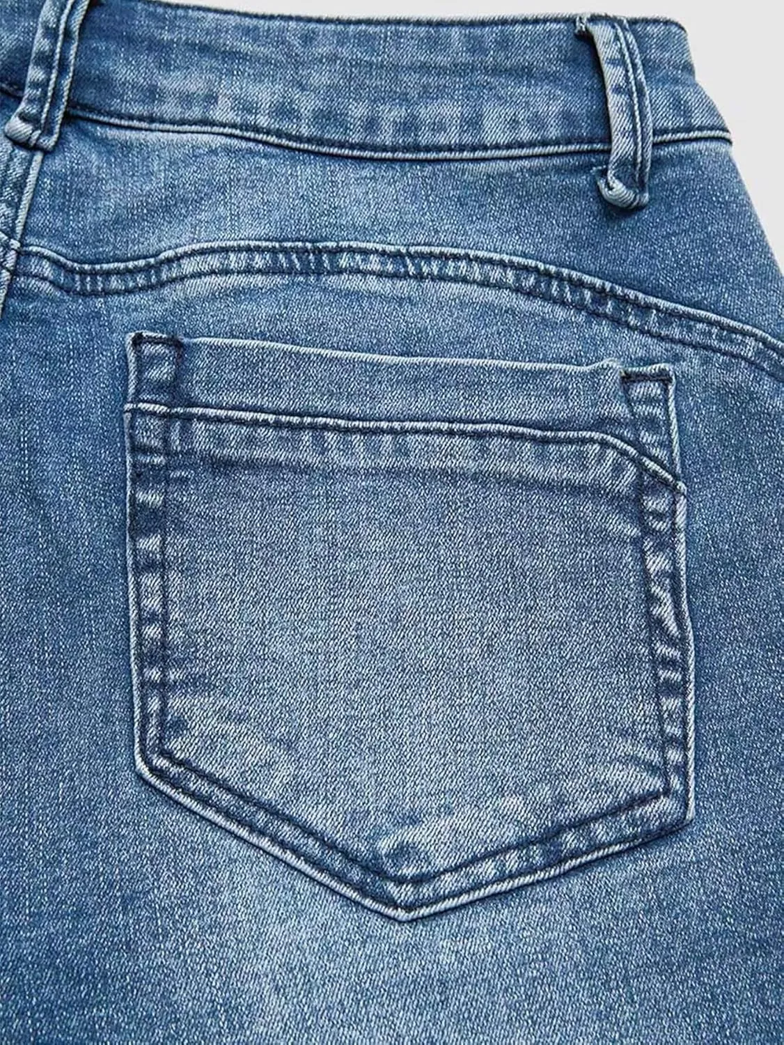 Flamingals Women's Button Side Raw Hem High Waist Skinny Jeans