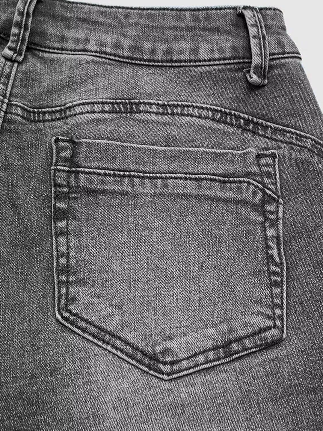 Flamingals Women's Button Side Raw Hem High Waist Skinny Jeans