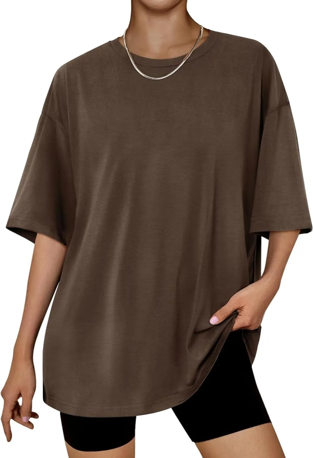 Gcvizuso Oversized Tshirts for Women Summer Trendy Loose Tops Casual Solid Y2k Workout Shirt Dressy Short Sleeve Blouse