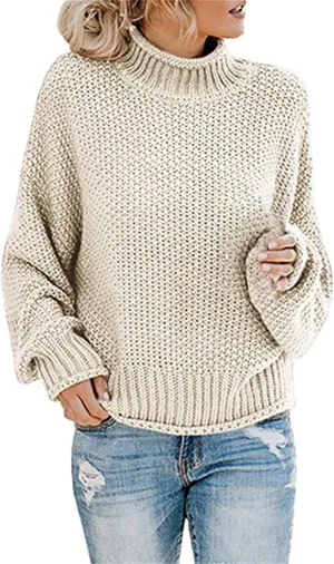 GIERIDUC Womens Pullover Sweater Plus Size Sweatshirt for Women Mock Neck Long Sleeve Casual Loose Knitted Shirt Tops