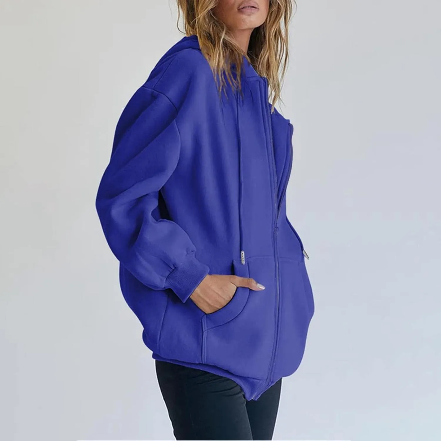 GIERIDUC Womens Zip Up Hoodies Long Sleeve Fall Oversized Sweatshirts Fleece Y2K Jacket with Pockets Trendy Fashion Clothes