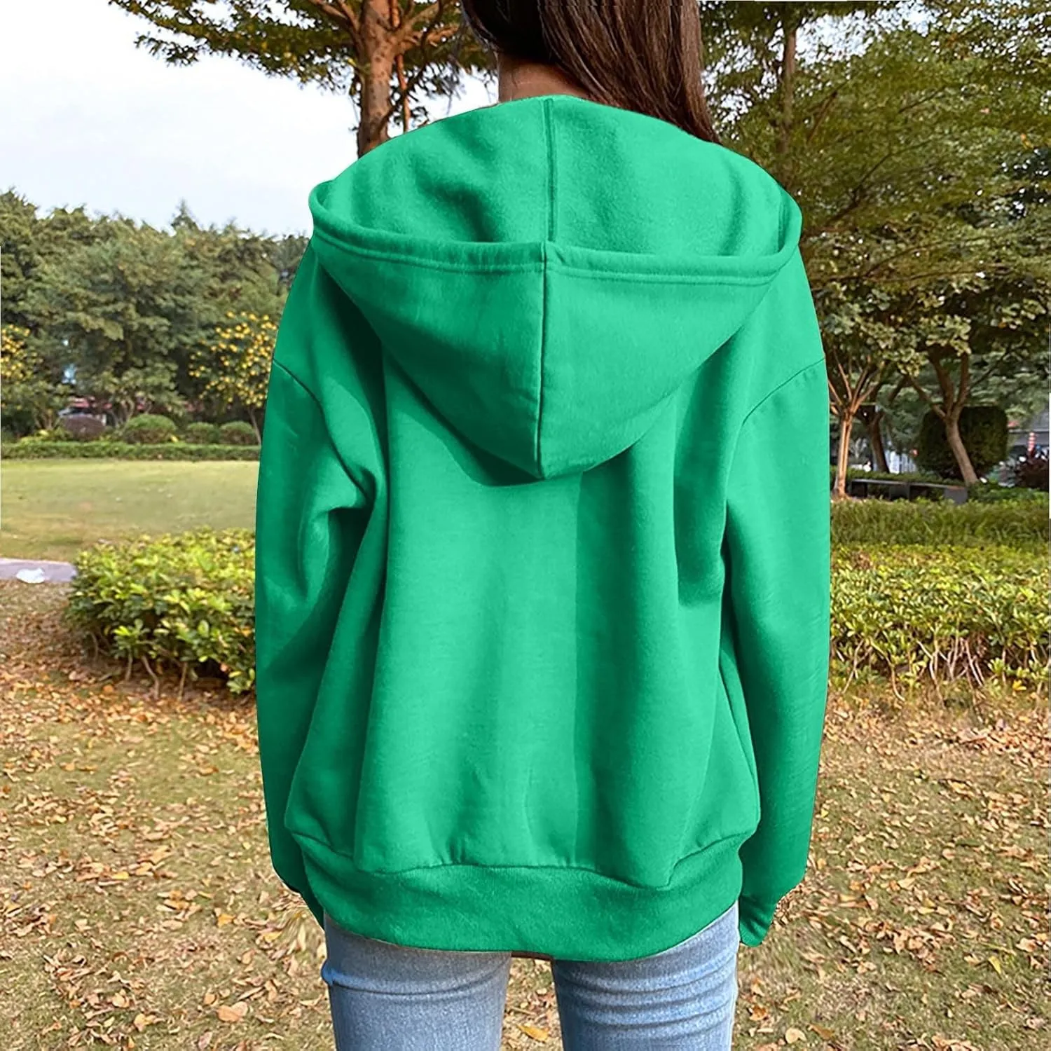 GIERIDUC Women's Zip Up Oversized Sweatshirts Fleece Jacket Coat Long Sleeve Casual Hoodies Fall Teen Girls Preppy Clothes
