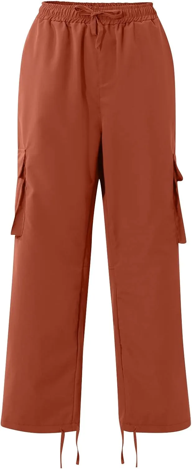 GOFULY Cargo Pants for Men Baggy Elastic Waist Drawstring Pants Pockets Pants Stretch Casual Fall Winter Joggers Trousers