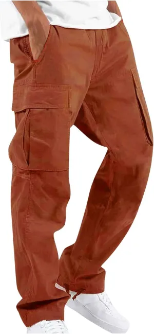 GOFULY Cargo Pants for Men Baggy Elastic Waist Drawstring Pants Pockets Pants Stretch Casual Fall Winter Joggers Trousers