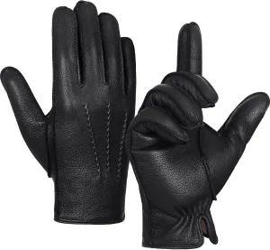 GSG Men Genuine Leather Gloves winter Driving Gloves touch screen Warm Fur Lined Classic Dress Sheepskin Hand-stitched