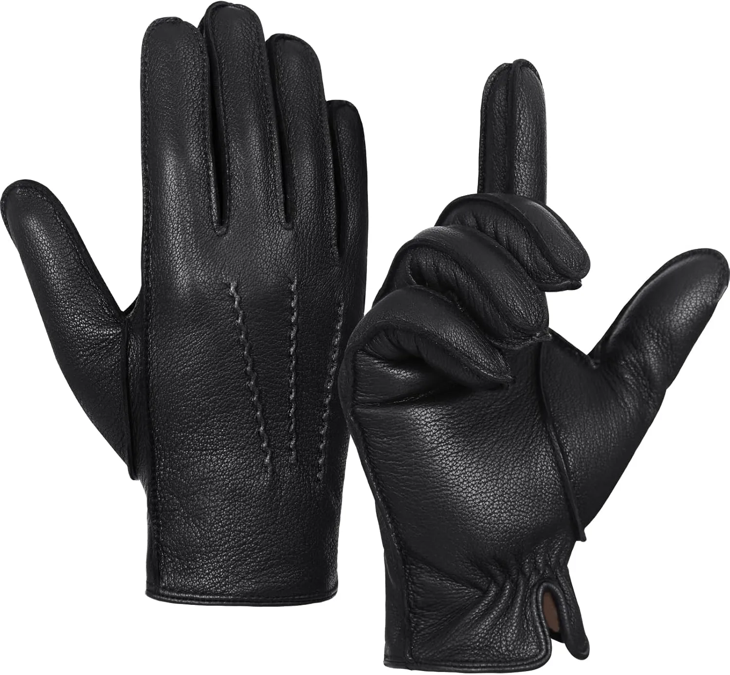 GSG Men Genuine Leather Gloves winter Driving Gloves touch screen Warm Fur Lined Classic Dress Sheepskin Hand-stitched