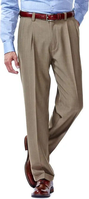 Haggar Men's E Clo Repreve Stria Classic Fit Pleated Front Dress Pant