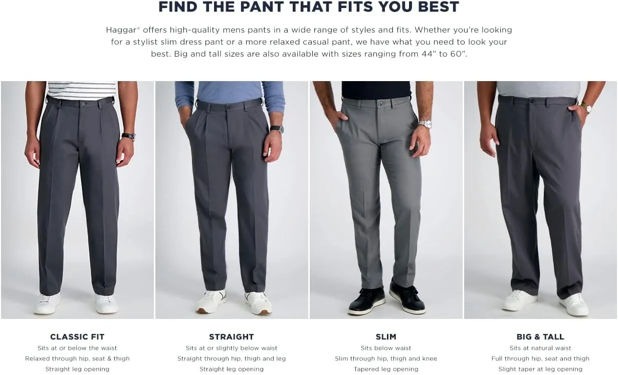 Haggar Men's E Clo Repreve Stria Classic Fit Pleated Front Dress Pant