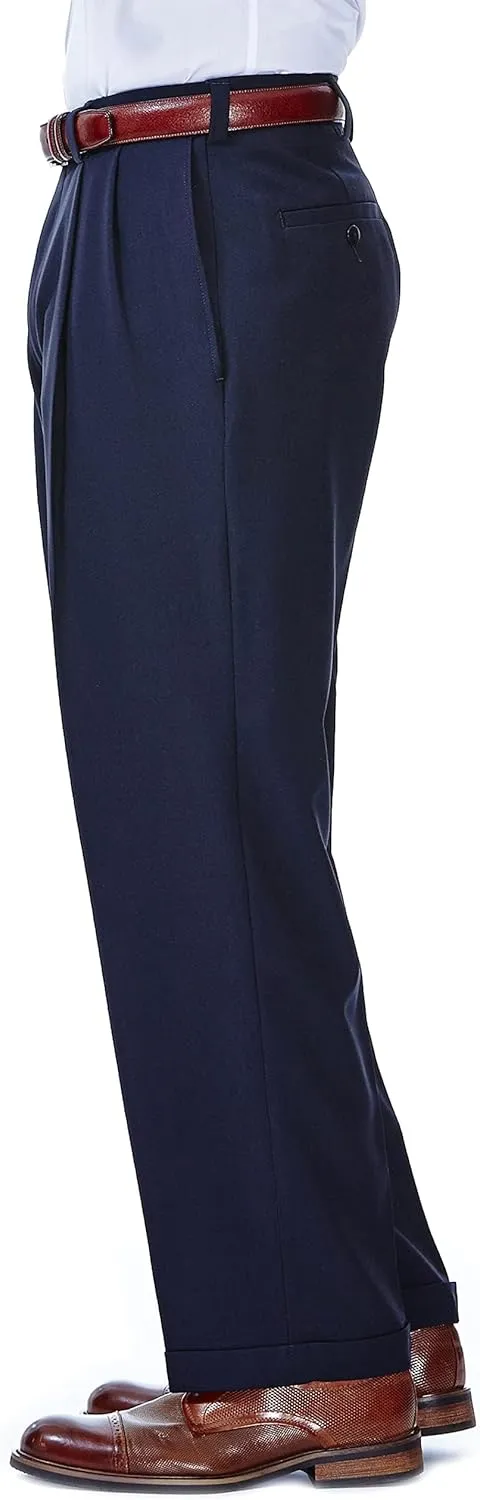 Haggar Men's E Clo Repreve Stria Classic Fit Pleated Front Dress Pant