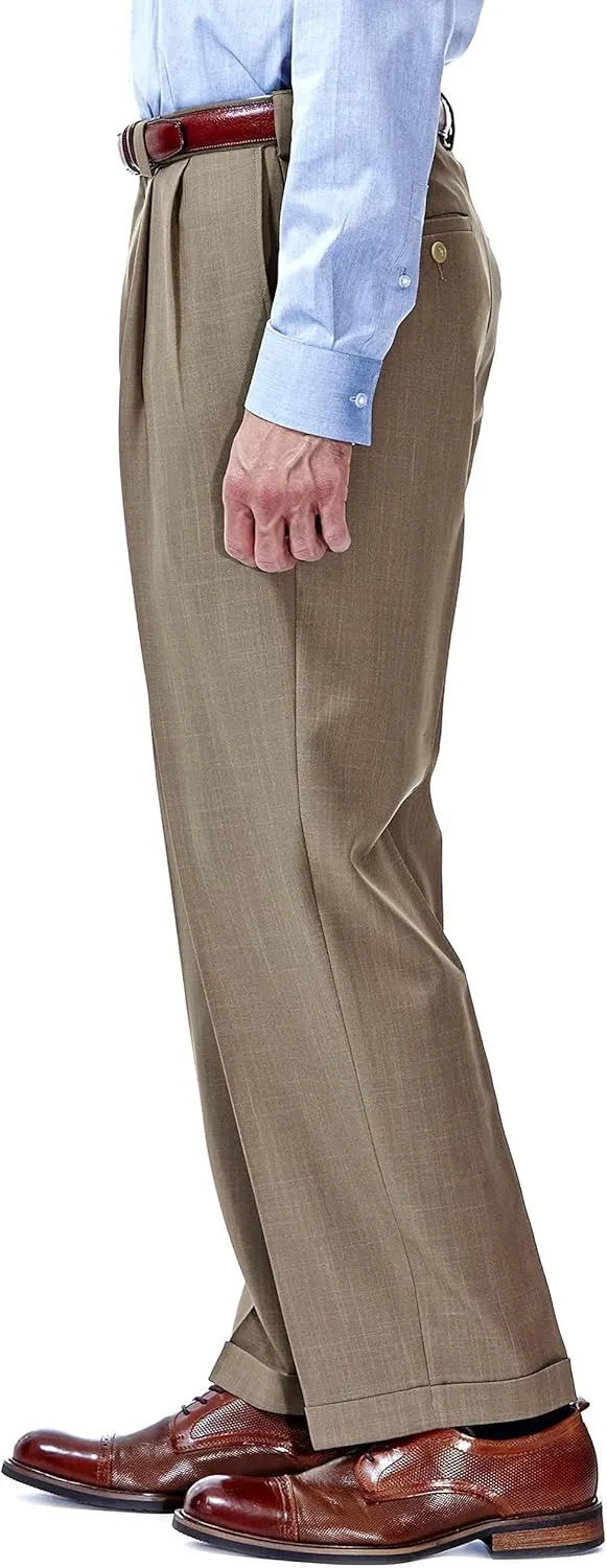 Haggar Men's E Clo Repreve Stria Classic Fit Pleated Front Dress Pant