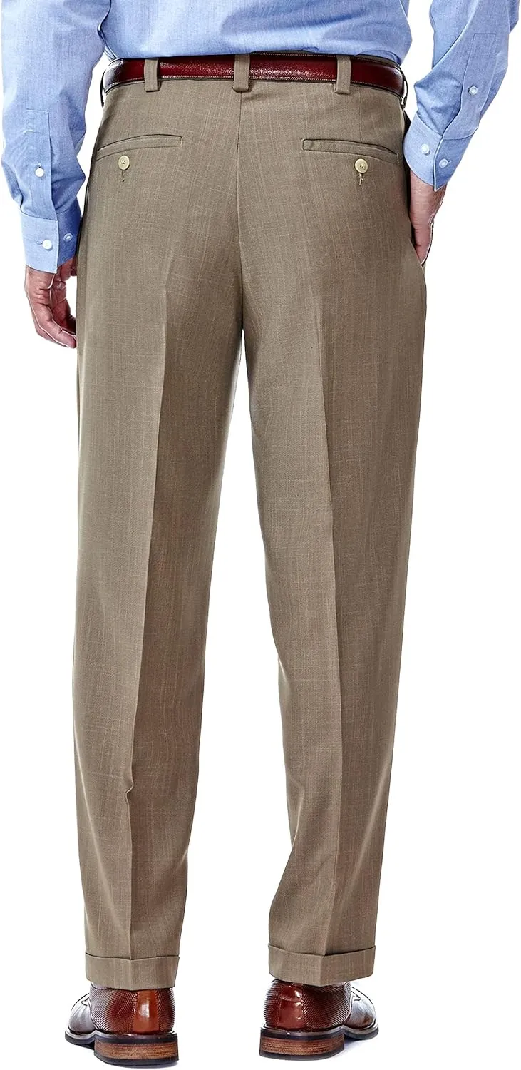 Haggar Men's E Clo Repreve Stria Classic Fit Pleated Front Dress Pant