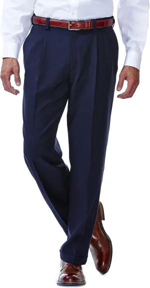Haggar Men's E Clo Repreve Stria Classic Fit Pleated Front Dress Pant