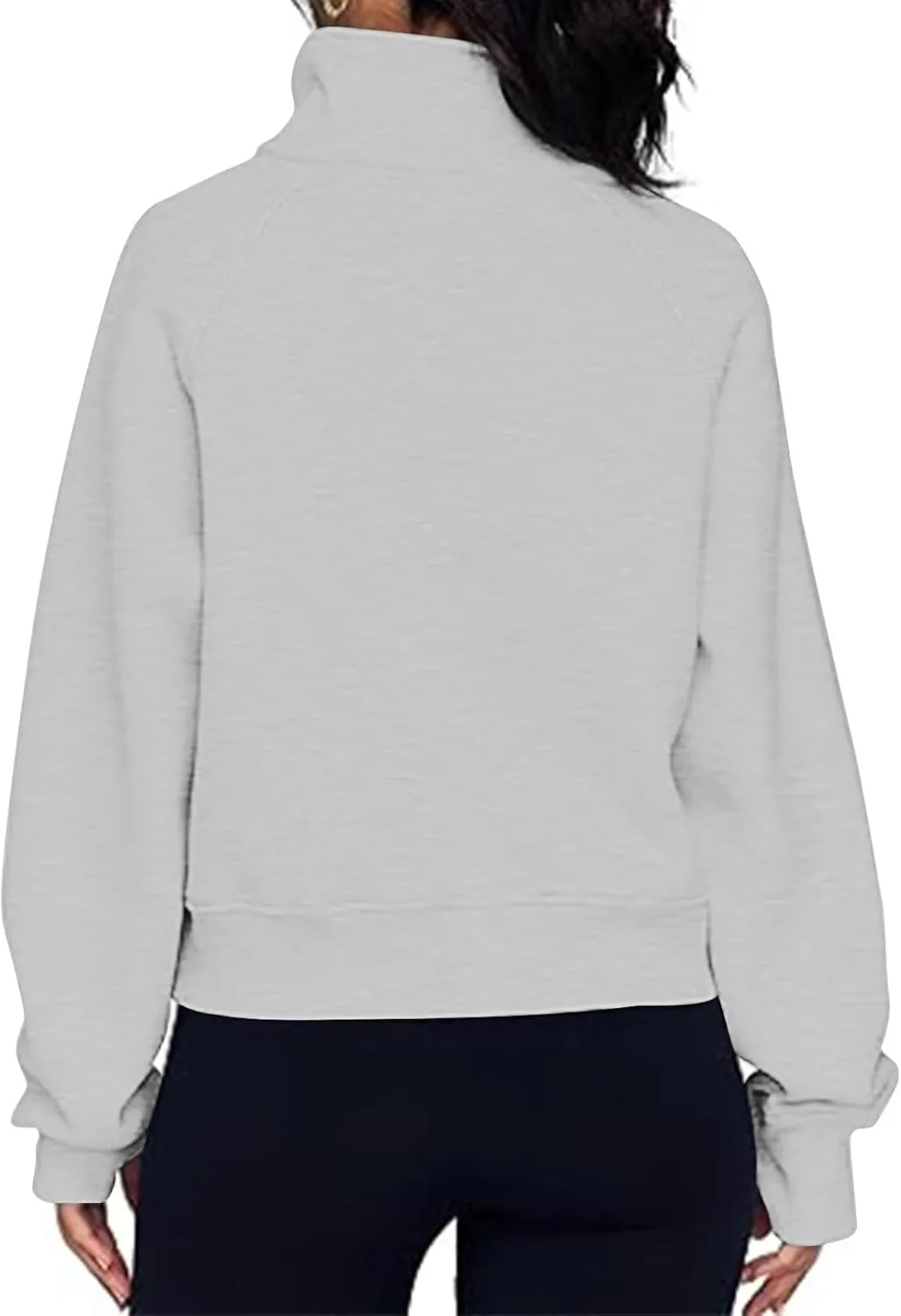 Half Zip Sweatshirts for Women Cropped Fleece Pullover Tops Thumb Hole Long Sleeve Hoodies Winter Clothes Sweaters