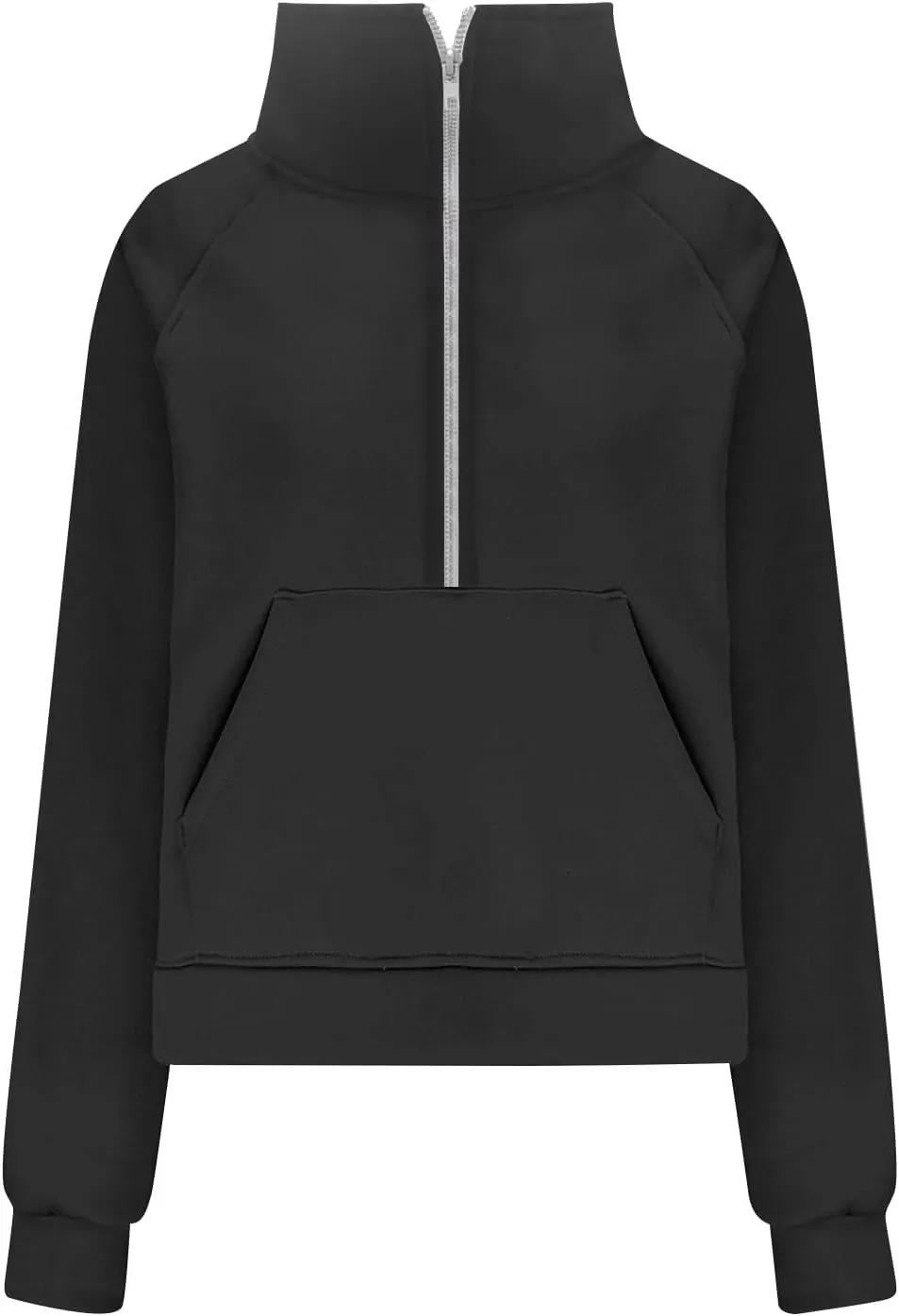 Half Zip Sweatshirts for Women Cropped Fleece Pullover Tops Thumb Hole Long Sleeve Hoodies Winter Clothes Sweaters