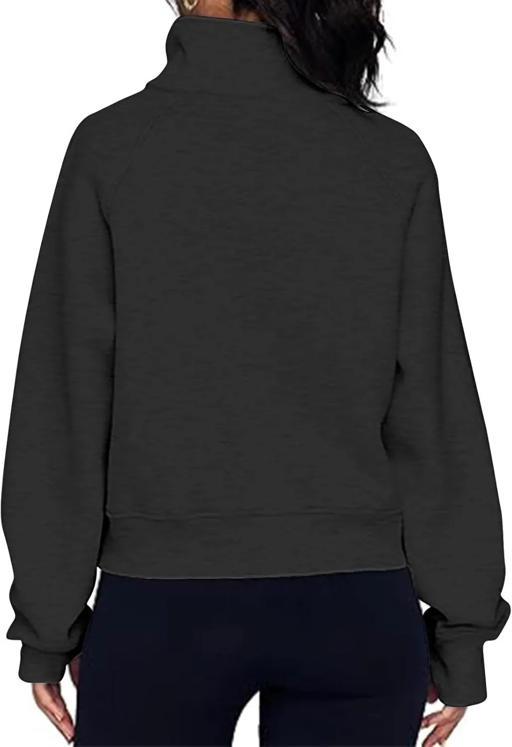 Half Zip Sweatshirts for Women Cropped Fleece Pullover Tops Thumb Hole Long Sleeve Hoodies Winter Clothes Sweaters