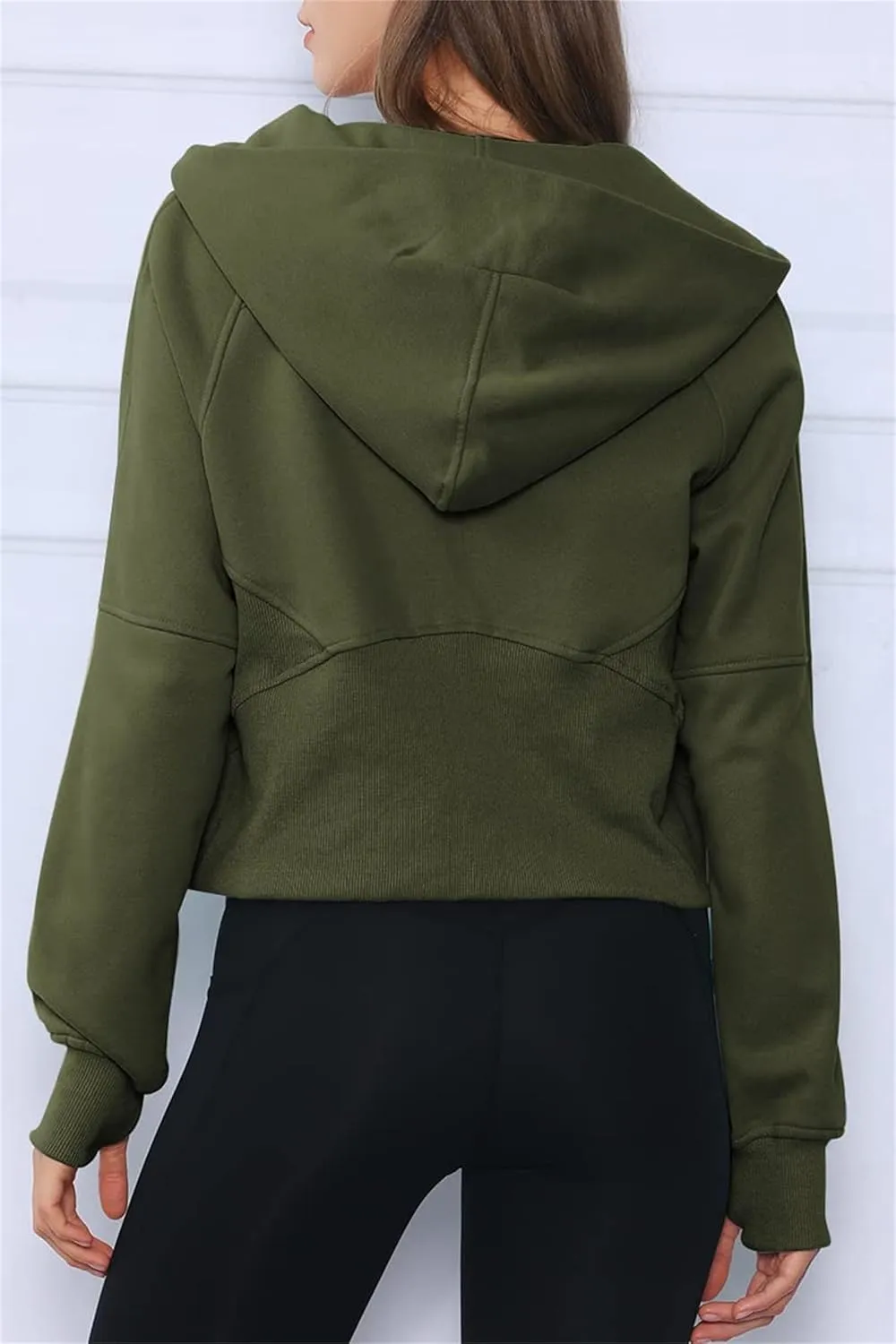 Half Zip Up Hoodies for Women Cropped Casual Fleece Hooded Sweatshirt Trendy Thumb Hole Long Sleeve Shirts Pullover