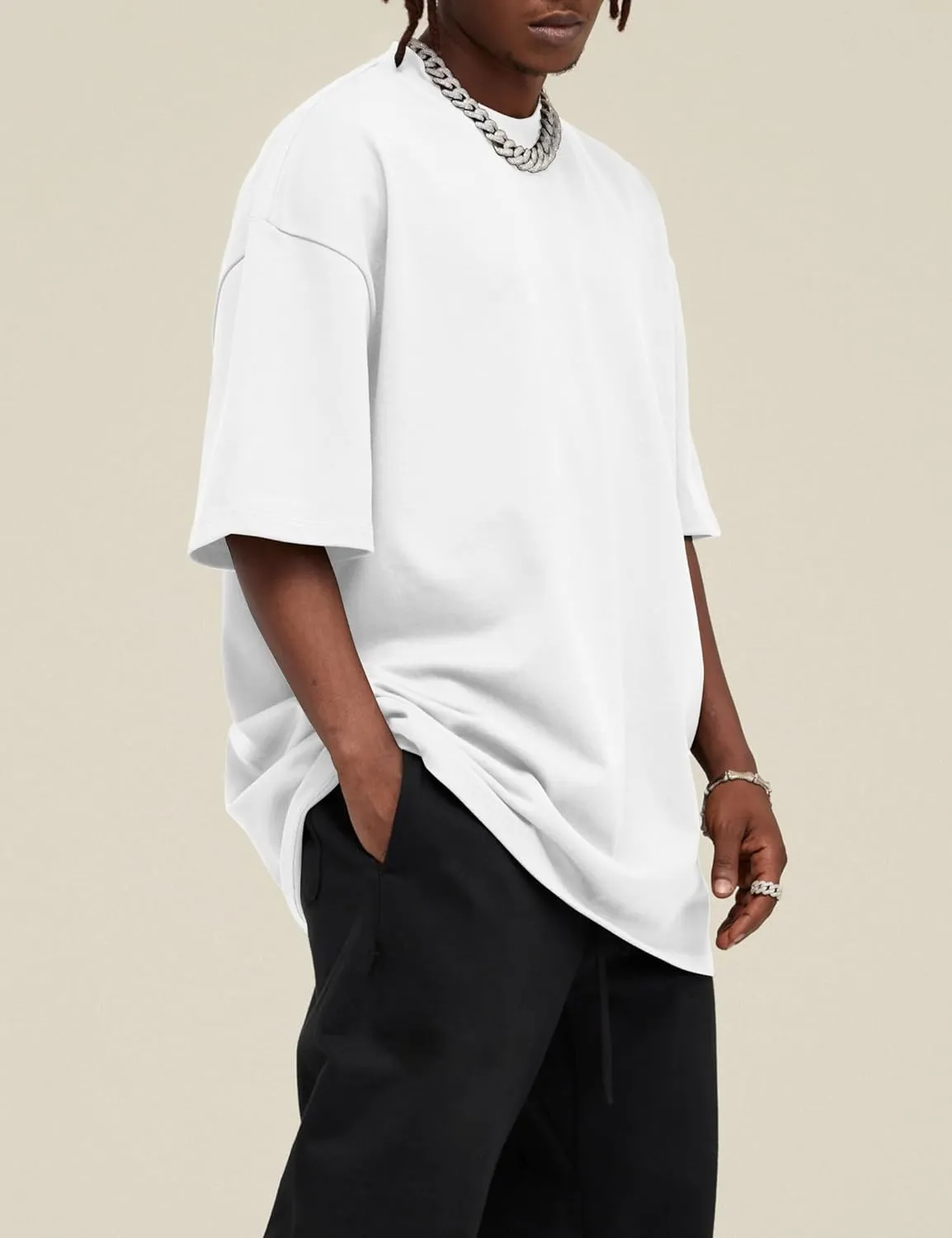 Hatant T-Shirts for Men Oversized Tee Shirts Heavyweight Crew Neck Short Sleeve Tee Basic Cotton T Shirts Unisex Adult