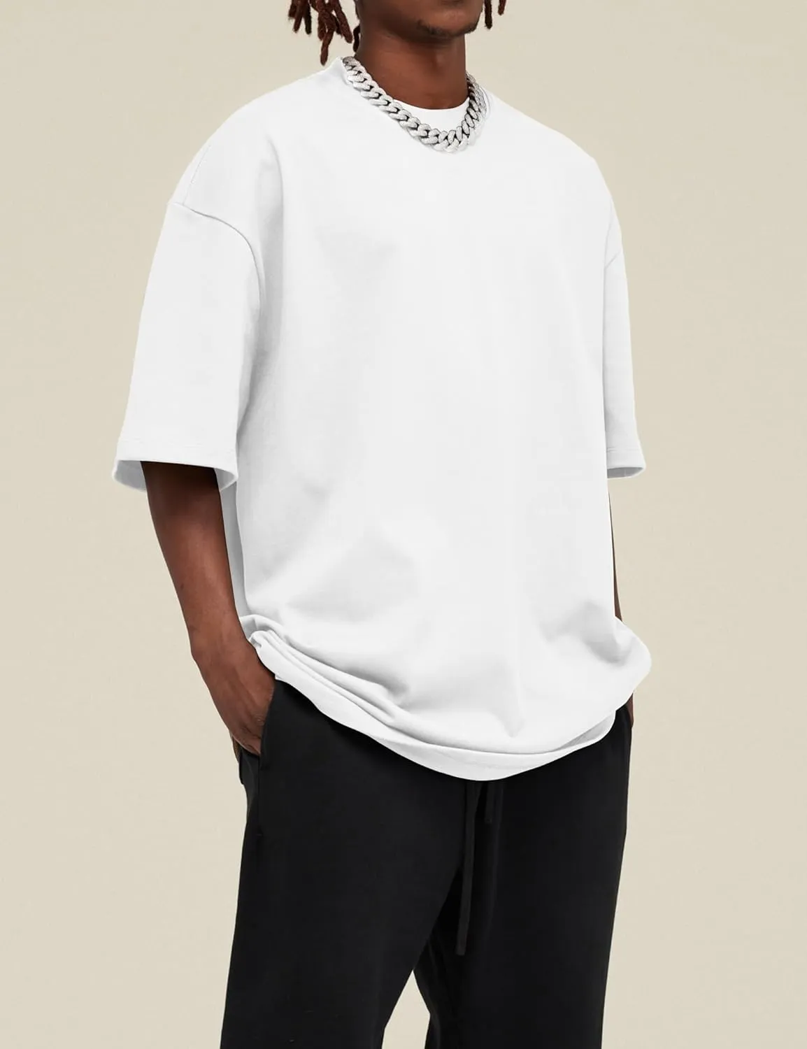 Hatant T-Shirts for Men Oversized Tee Shirts Heavyweight Crew Neck Short Sleeve Tee Basic Cotton T Shirts Unisex Adult