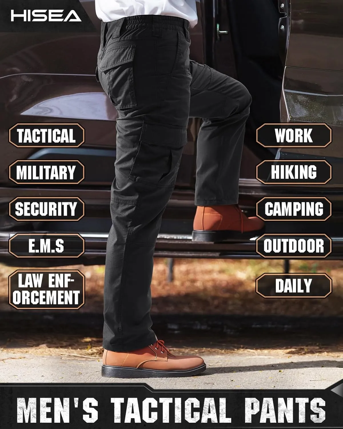 HISEA Men's Tactical Pants Ripstop Cargo Pants Relaxed Fit Outdoor Lightweight Work Hiking Pants with 9 Pockets