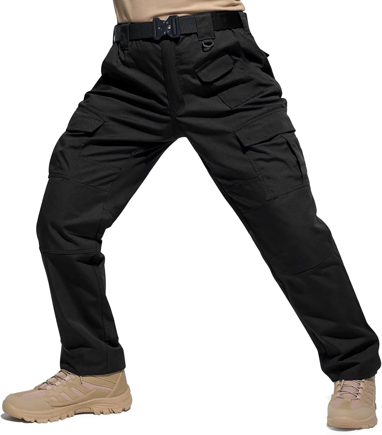 HISEA Men's Tactical Pants Ripstop Cargo Pants Relaxed Fit Outdoor Lightweight Work Hiking Pants with 9 Pockets