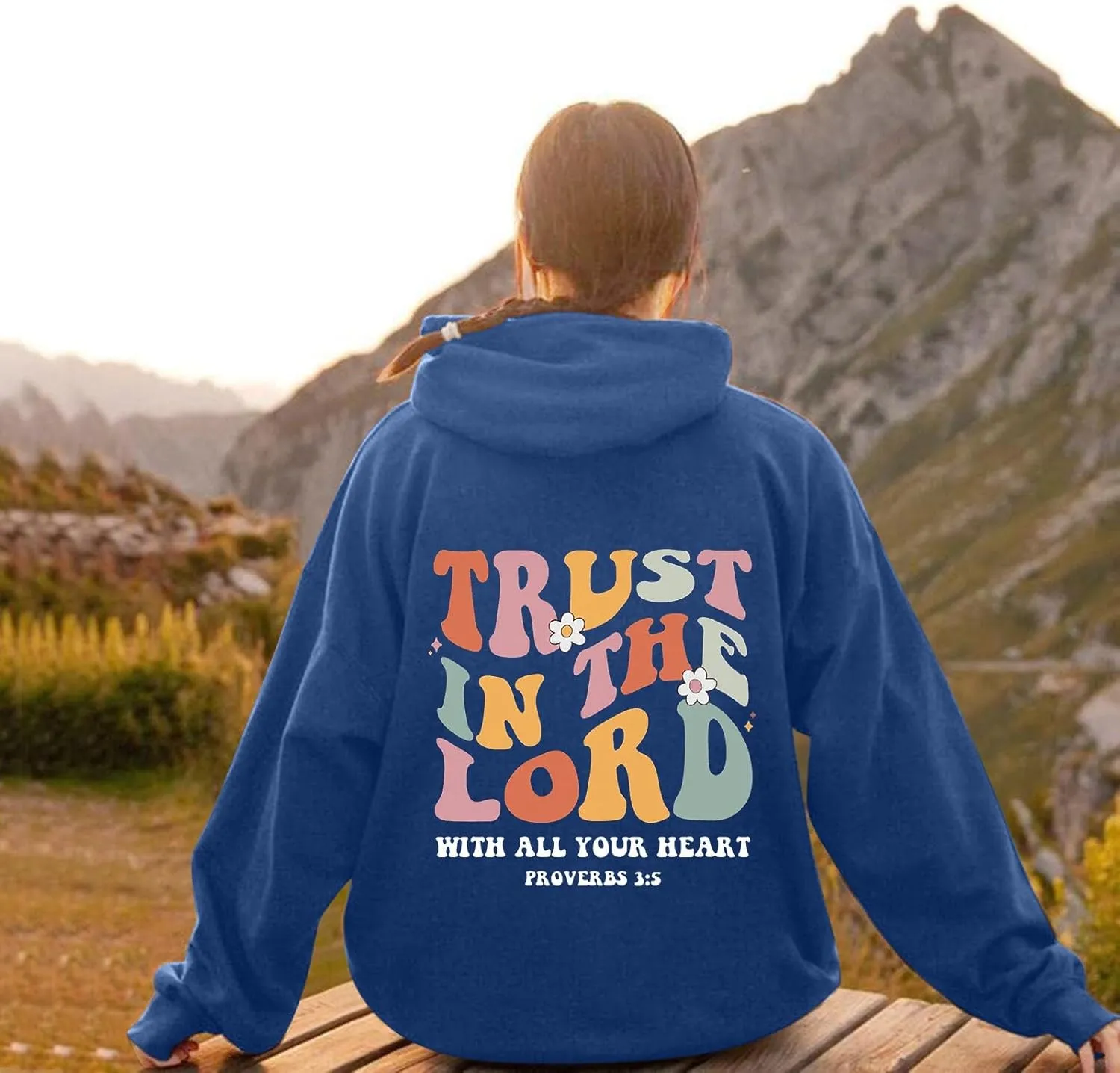 Hoodies For Women Graphic Trust In The Lord Christian Shape Print Winter Outfit With Pocket Drawstring Soft Casual Pullover