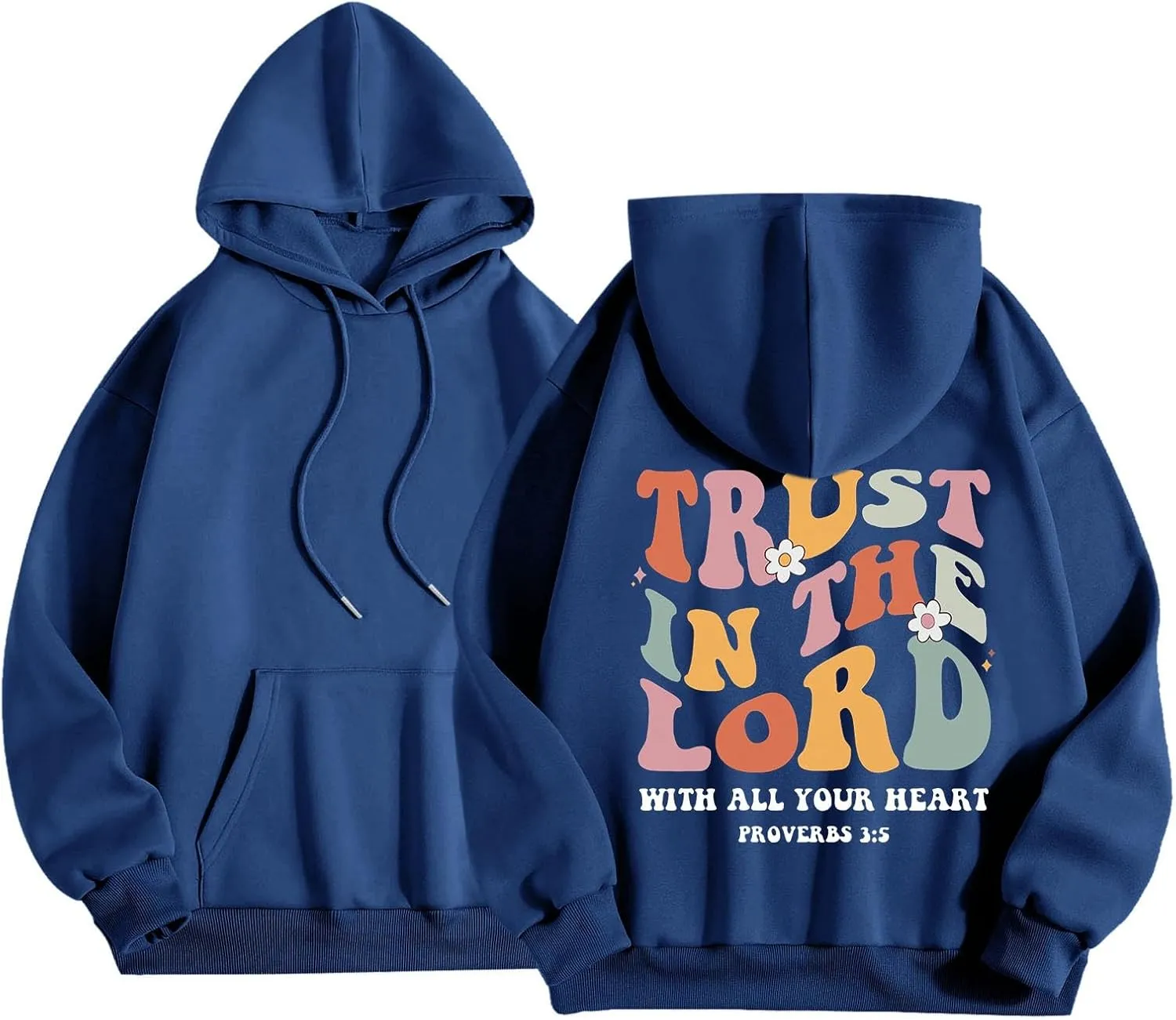 Hoodies For Women Graphic Trust In The Lord Christian Shape Print Winter Outfit With Pocket Drawstring Soft Casual Pullover