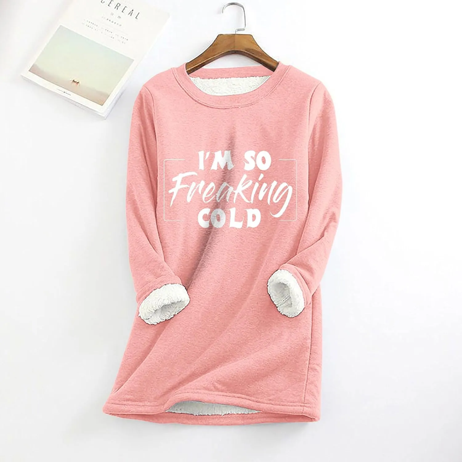 I'm So Freaking Cold Fleece Sweatshirt for Women Thermal Warm Loungewear Tops Crewneck Long Sleeve Pullover Shirt