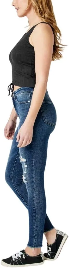 Judy Blue Women's High Waist Raw Hem Skinny Jeans