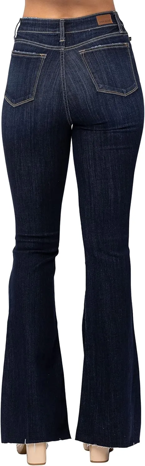 Judy Blue Women's High Waisted Raw Hem Tall Flare Jeans