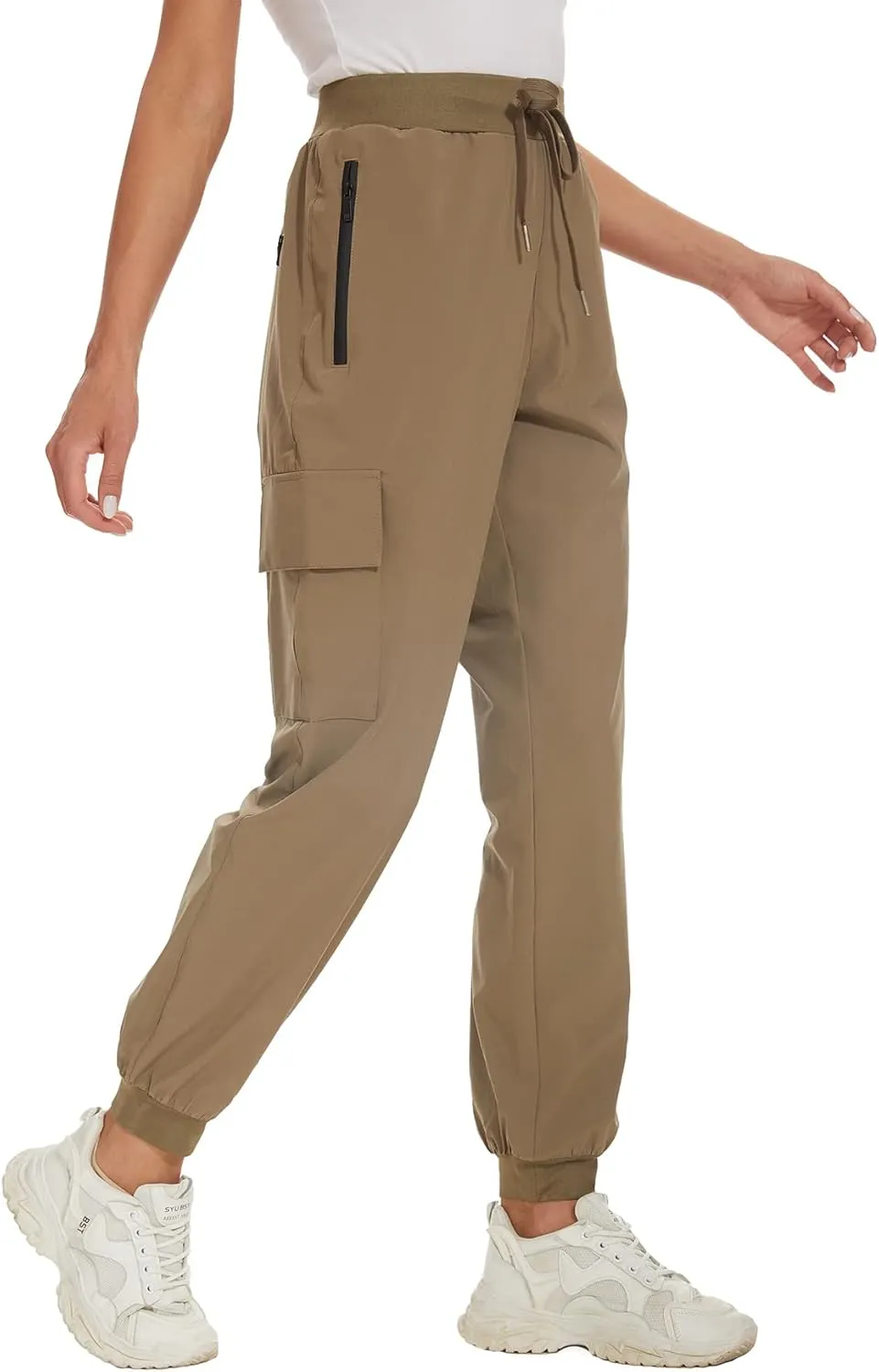 KINGFEN Womens Lightweight Quick Dry Elastic Waist Hiking Cargo Pants