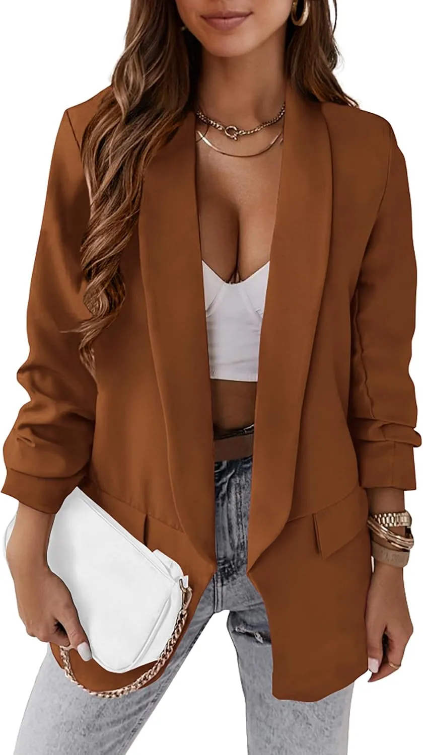 KIRUNDO Blazers for Women Oversized Business Casual Long Sleeve Open Front Work Office Suit Jackets Trendy Clothes