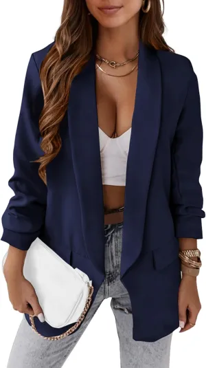 KIRUNDO Blazers for Women Oversized Business Casual Long Sleeve Open Front Work Office Suit Jackets Trendy Clothes