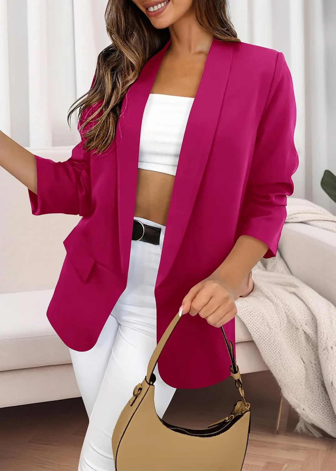 KIRUNDO Blazers for Women Oversized Business Casual Long Sleeve Open Front Work Office Suit Jackets Trendy Clothes
