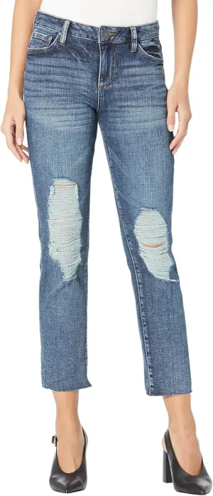 KUT from the Kloth Reese High-Rise Fab AB Ankle Straight Raw Hem in Relieve