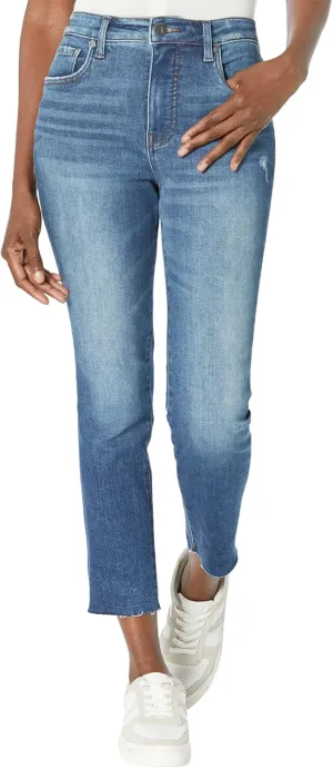 KUT from the Kloth Reese High-Rise Fab AB Ankle Straight Raw Hem in Relieve