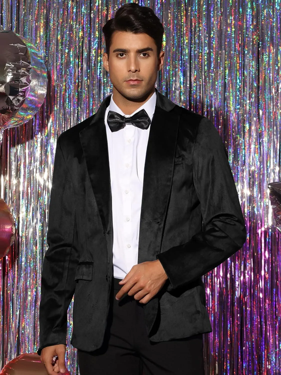 Lars Amadeus Velvet Blazers for Men's Solid Color Two Button Formal Suede Sports Coats