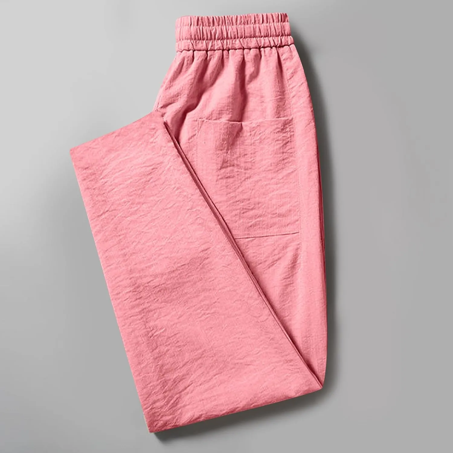 Linen Pants Mens Casual Pants Summer Beach Pants Drawstring Yoga Pants Soft Elastic Waist Pants
