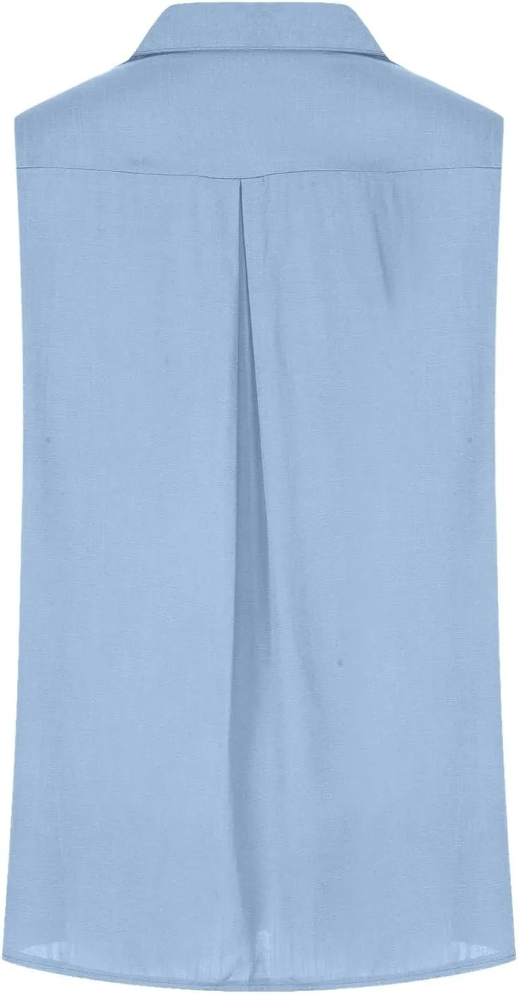 Linen Tank Tops for Women,Sleeveless Collared Button Shirts,White Linen Shirt Womens,Side Slit Casual Tees 2025 New