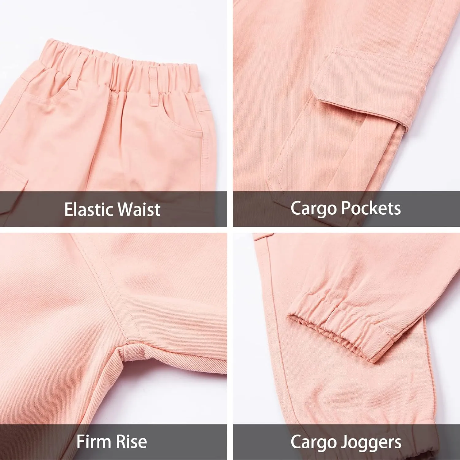 LittleSpring Boys Pull-On Cargo Pants Elastic Waist with Hoop